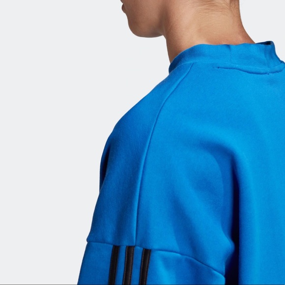 Adidas Oversized Crop sweater cinch waist Blue M - Picture 6 of 14